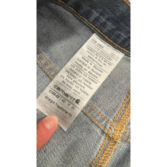 Carhartt Mens Straight Traditional Fit Jeans 40 x 30 Medium Wash Denim 5-Pocket - Picture 4 of 12